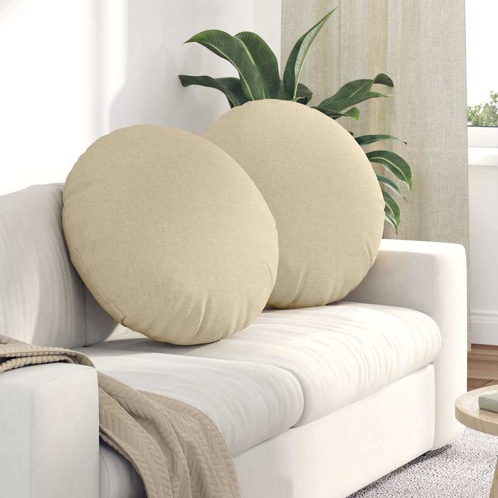 vidaXL Sitzkissen 2 pcs Creme Ø60 x 21 cm Stoff