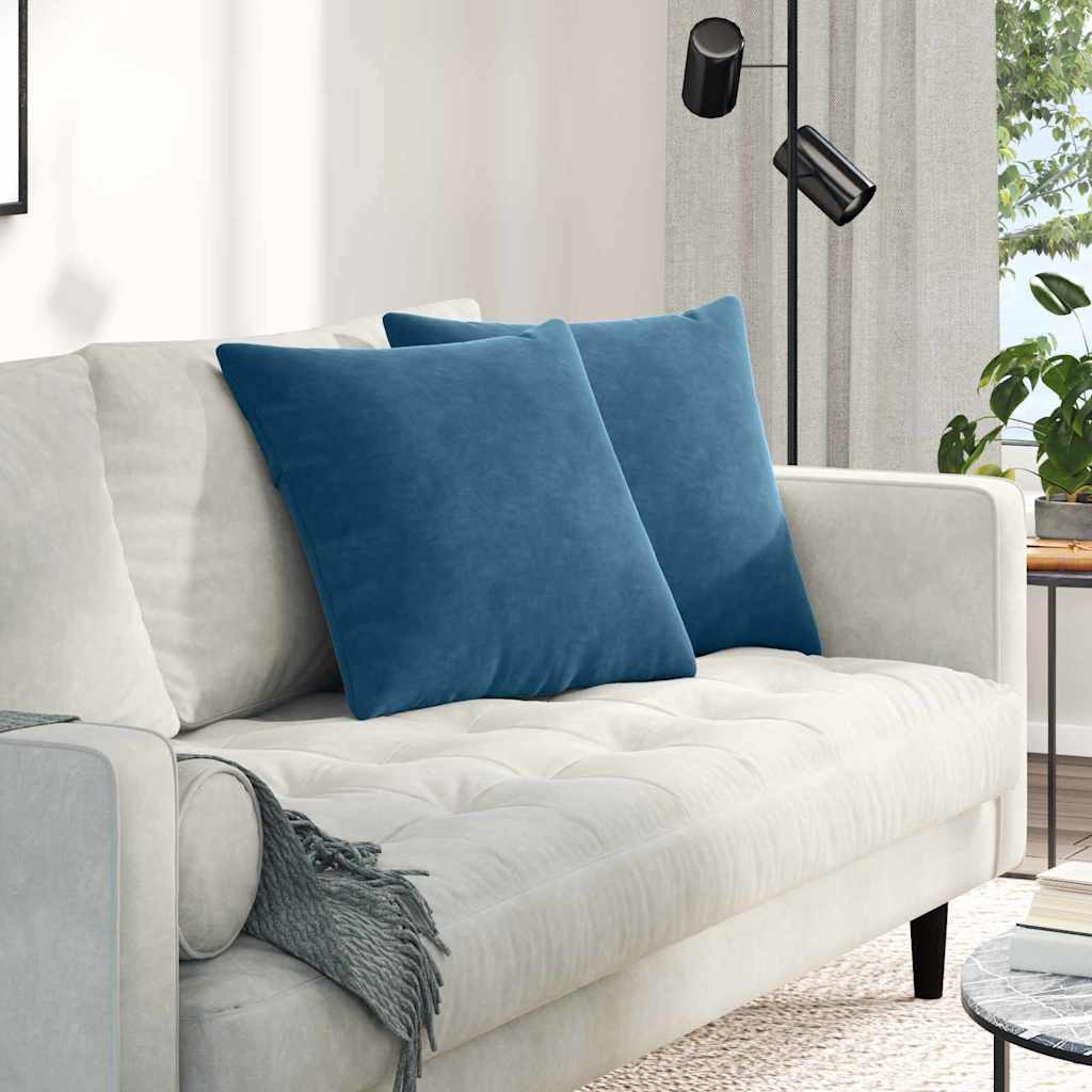vidaXL Sofakissen 2 Stück Blau 50 x 50 cm Cordstoff