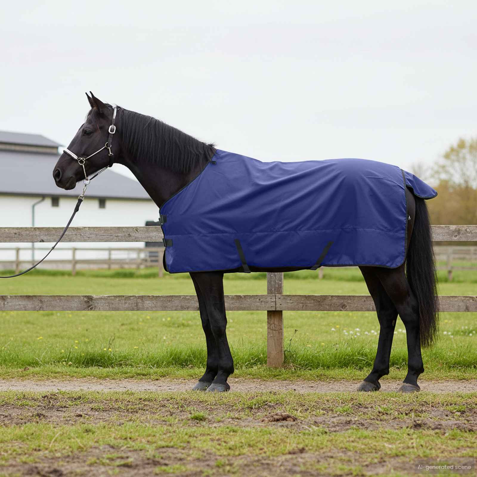 vidaXL Pferdedecke Dunkelgrün und Schwarz 95 cm Polyester