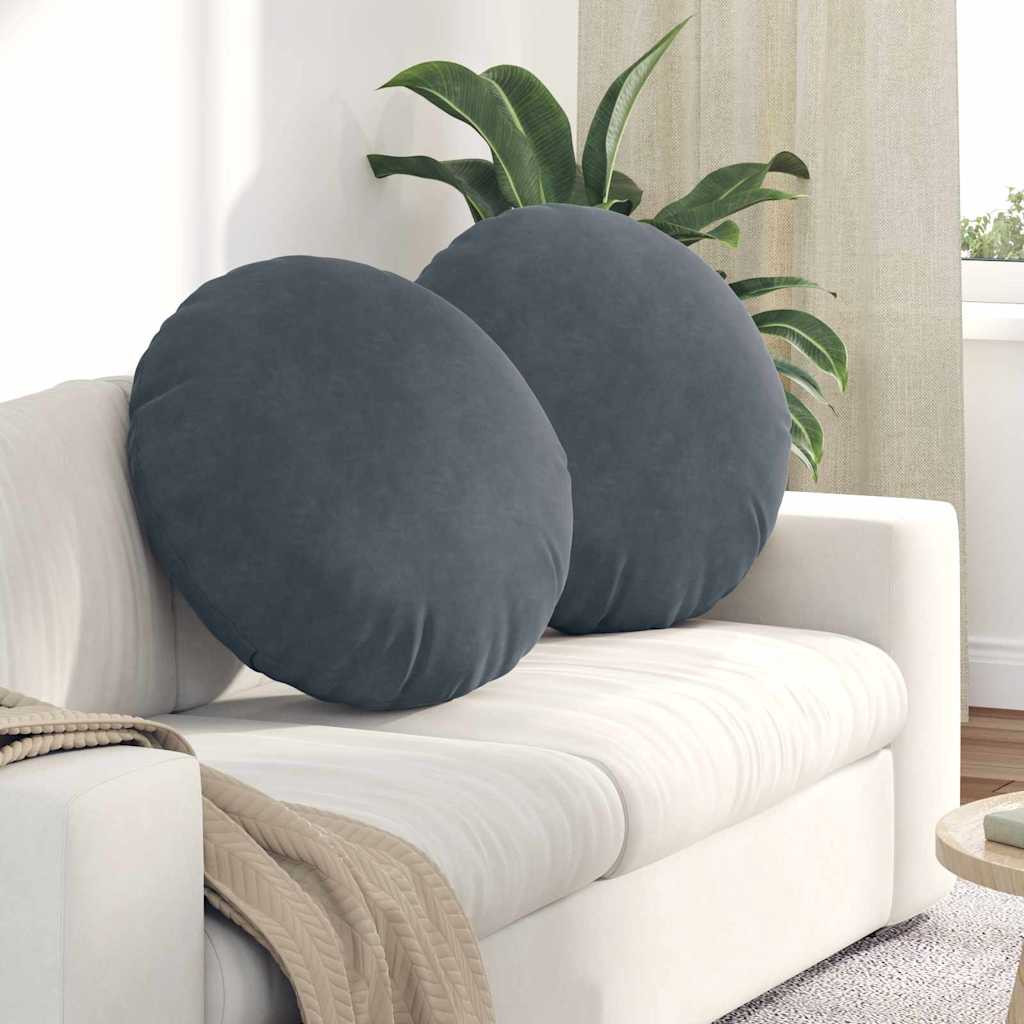 vidaXL Sitzkissen 2 pcs Dunkelgrau Ø60 x 21 cm Samt