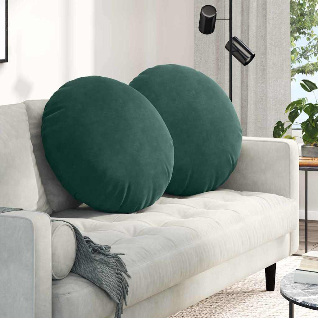 vidaXL Sitzkissen 2 pcs Dunkelgrün Ø60 x 21 cm Samt