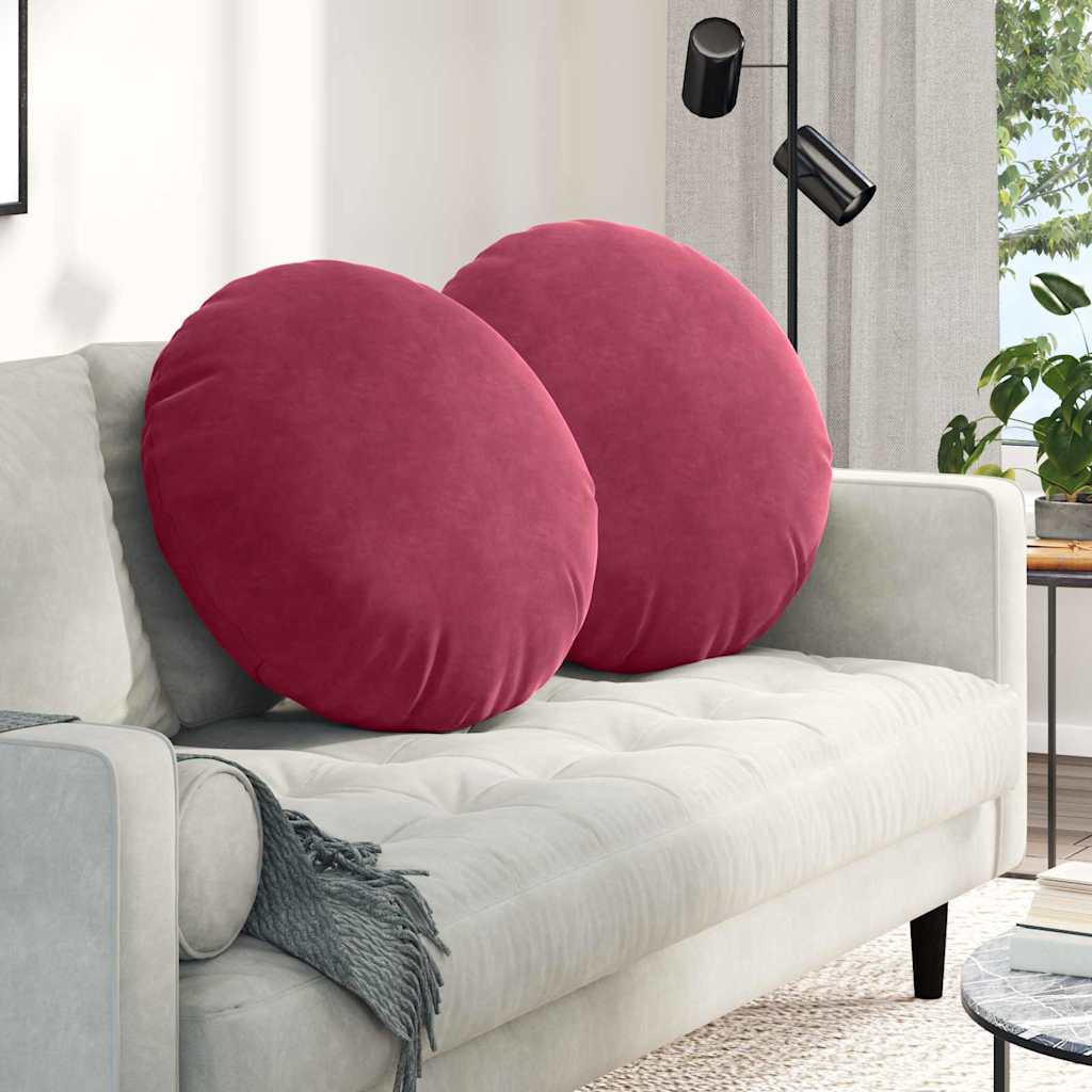 vidaXL Sitzkissen 2 pcs Weinrot Ø60 x 21 cm Samt