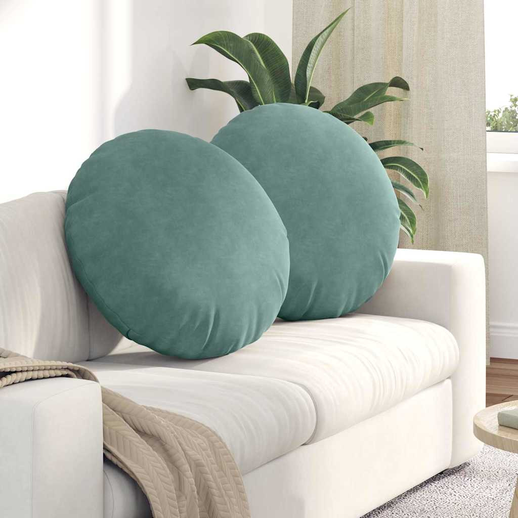vidaXL Sitzkissen 2 pcs Meergrün Ø60 x 21 cm Samt