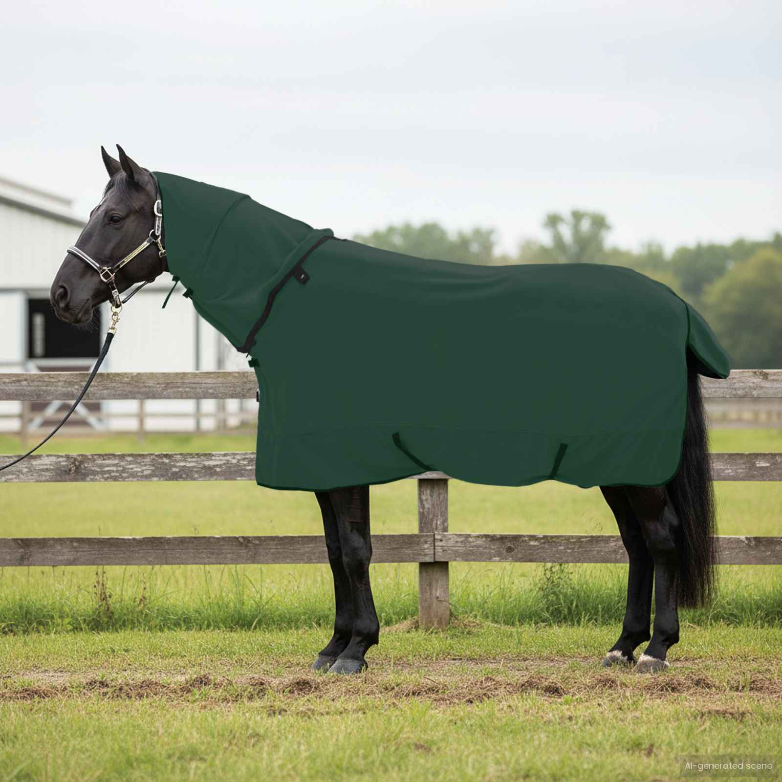 vidaXL Pferdedecke Dunkelgrün 155 cm Polyester