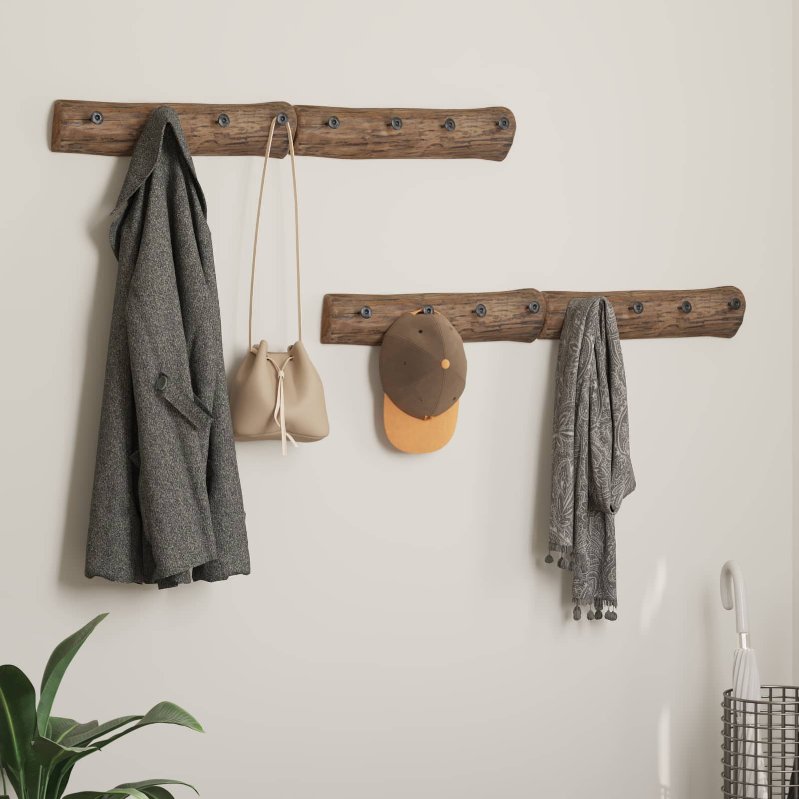 vidaXL Kleiderbügel Braun 50 x 8 x 12 cm Massives upgecyceltes Holz