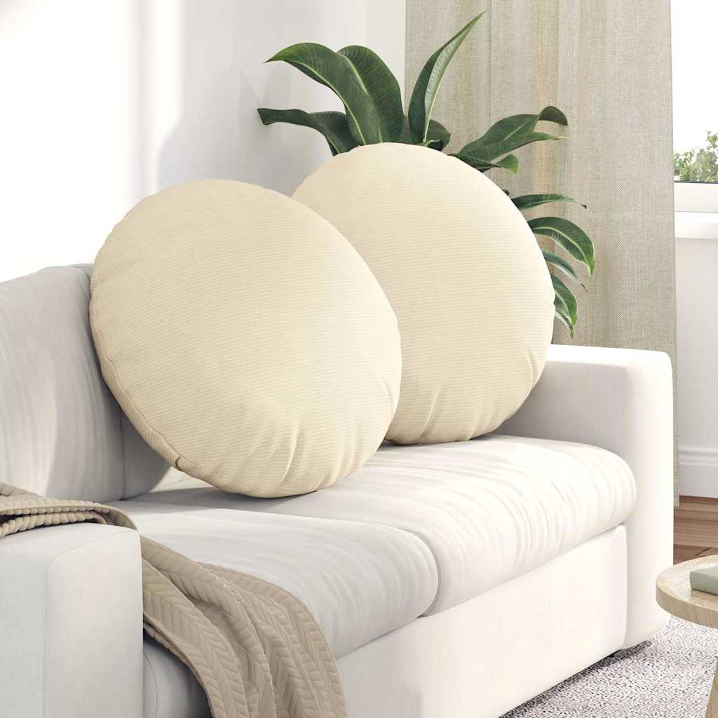 vidaXL Sitzkissen 2 pcs Creme Ø60 x 21 cm Cordstoff
