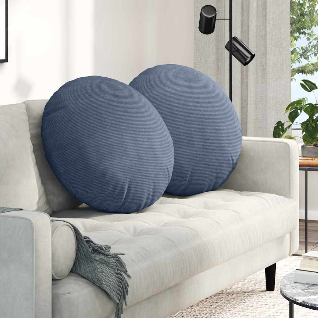 vidaXL Sitzkissen 2 pcs Blau Ø60 x 21 cm Cordstoff