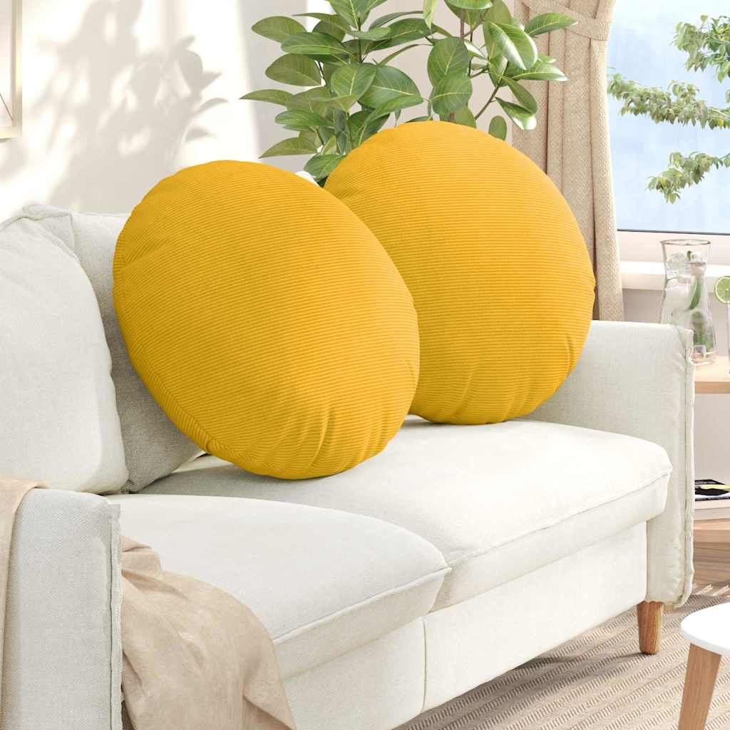 vidaXL Sitzkissen 2 pcs Helles Gelb Ø60 x 21 cm Cordstoff