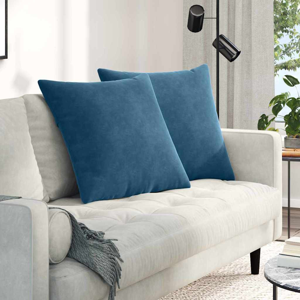 vidaXL Sofakissen 2 Stück Blau 60 x 60 cm Cordstoff
