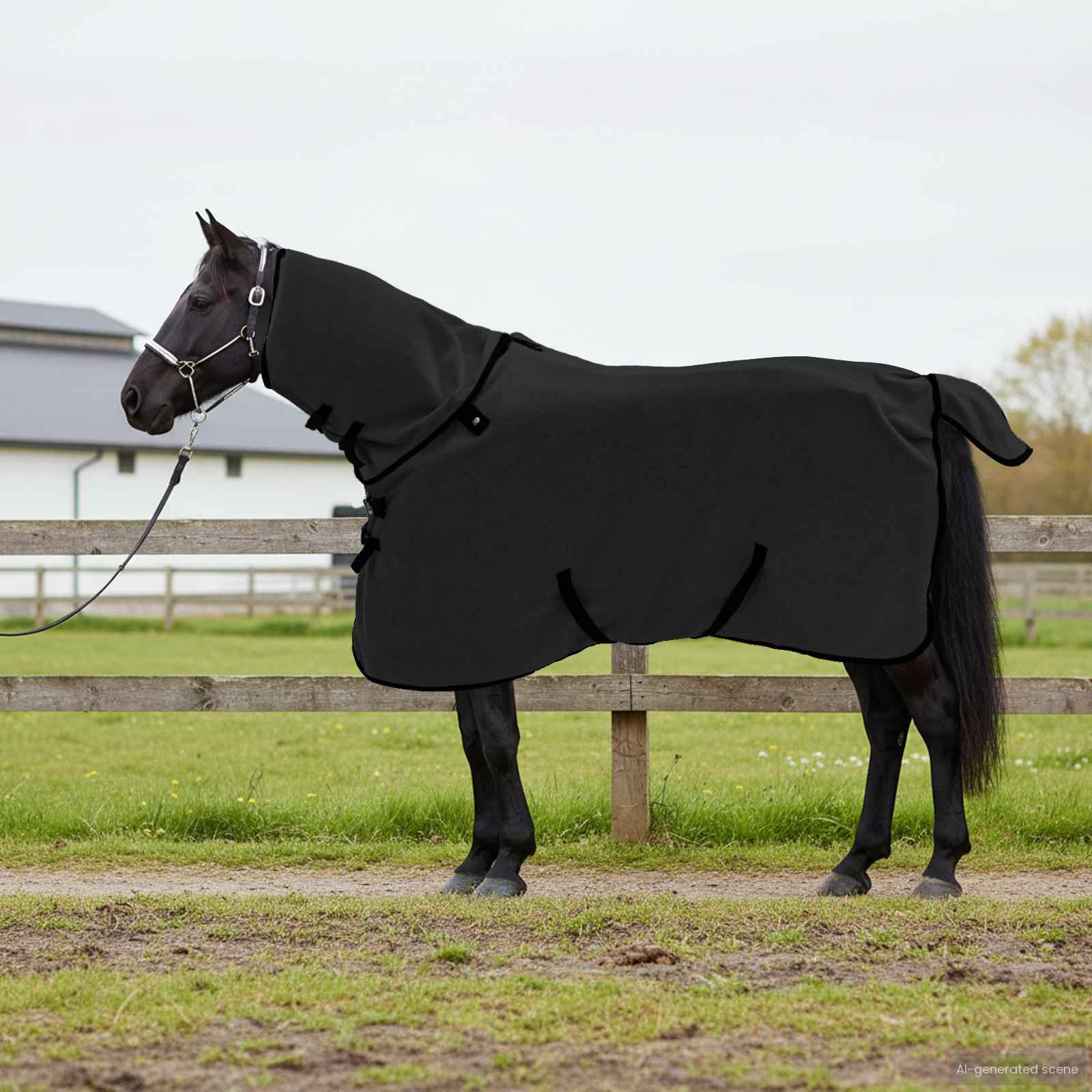 vidaXL Pferdedecke Schwarz 85 cm Polyester
