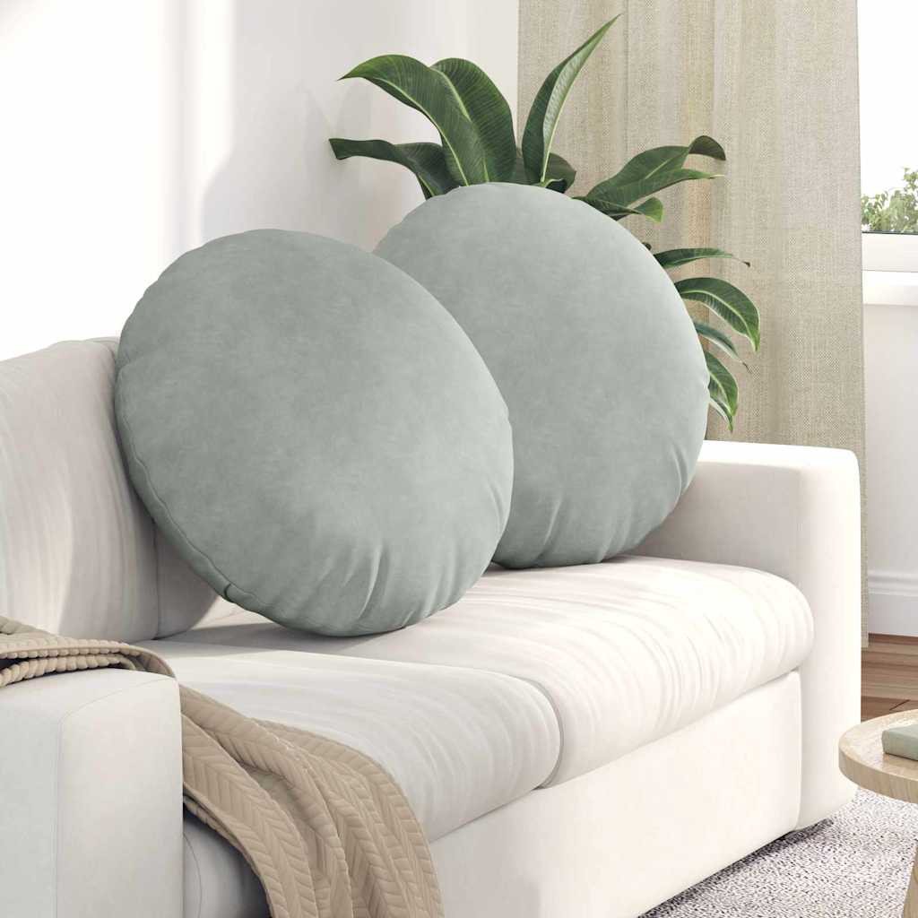 vidaXL Sitzkissen 2 Stück Hellgrau Ø 80 x 29 cm Samt