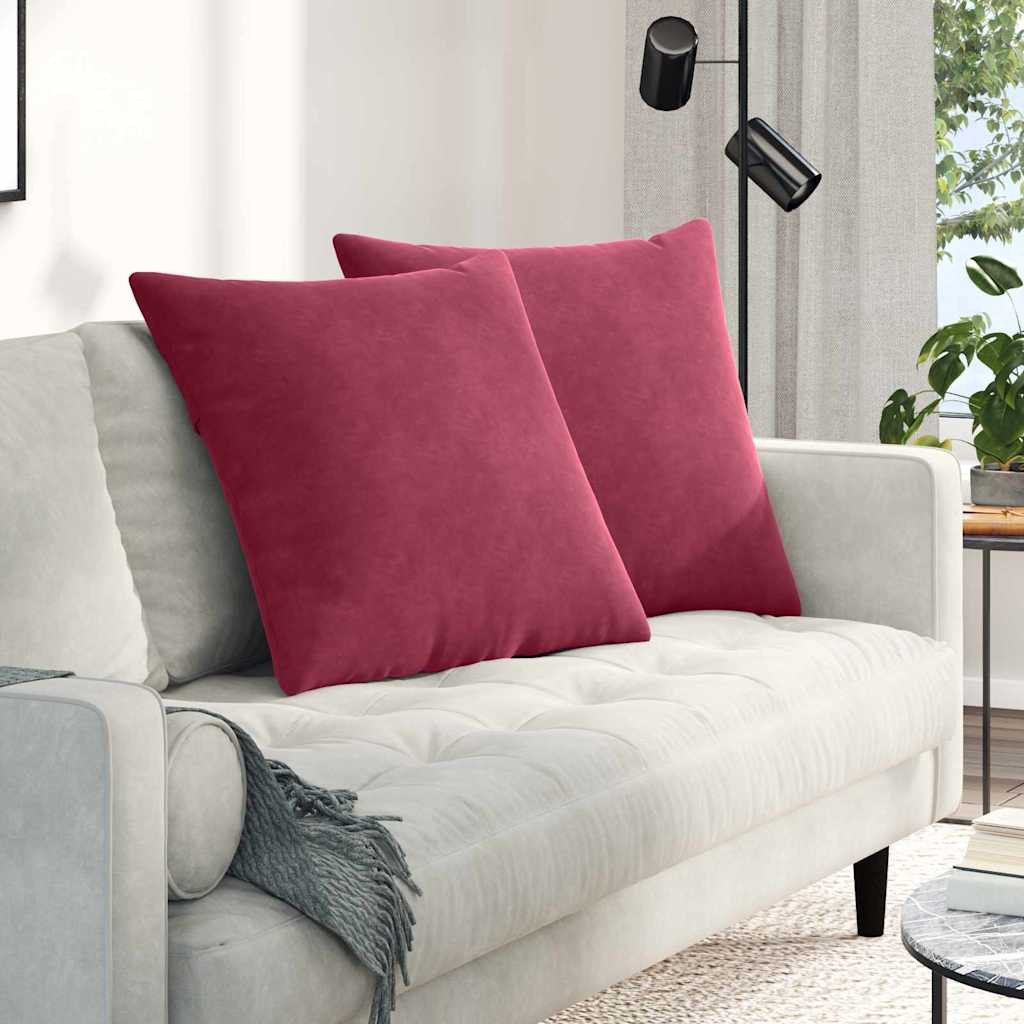 vidaXL Sofakissen 2 Stück Weinrot 60 x 60 cm Cordstoff