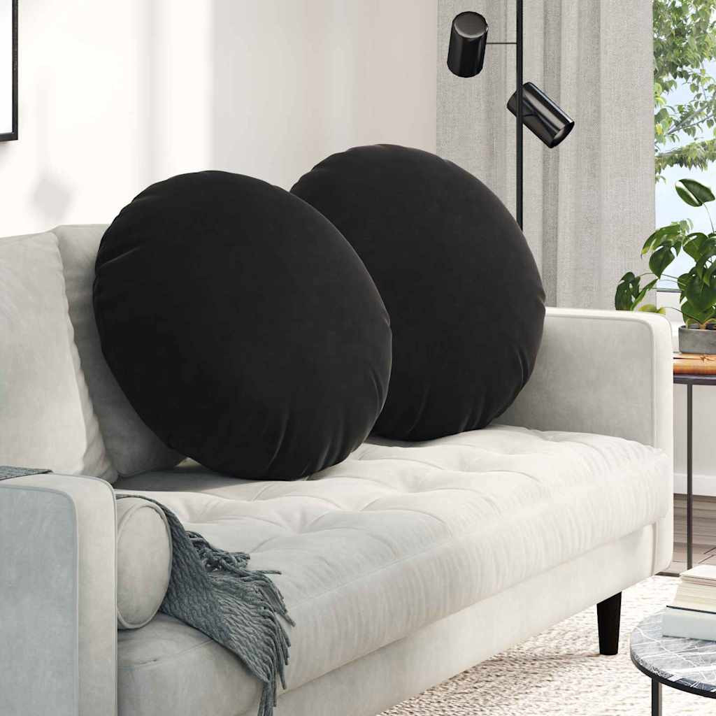 vidaXL Sitzkissen 2 pcs Schwarz Ø 80 x 29 cm Samt