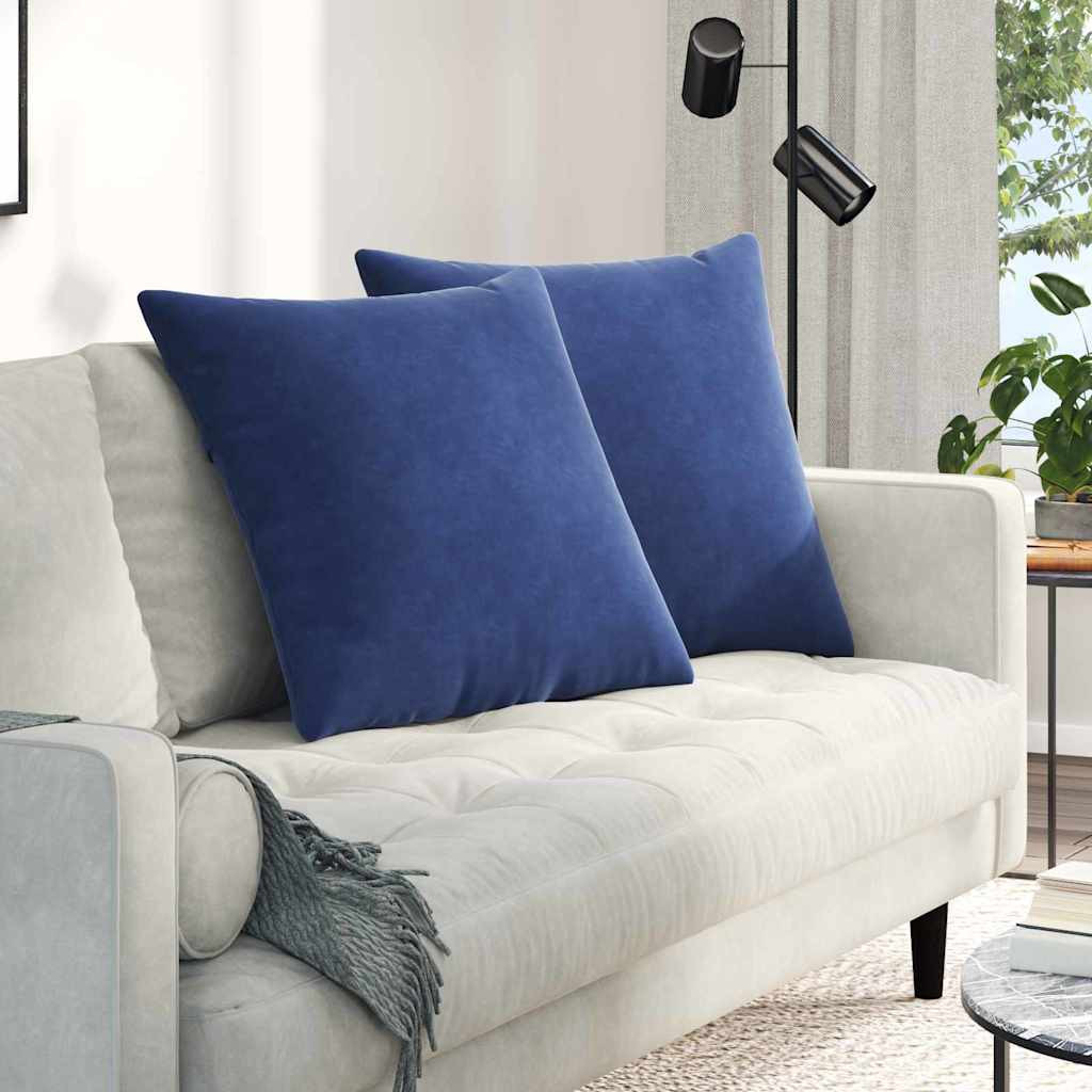 vidaXL Sofakissen 2 Stück Polizeiblau 60 x 60 cm Cordstoff