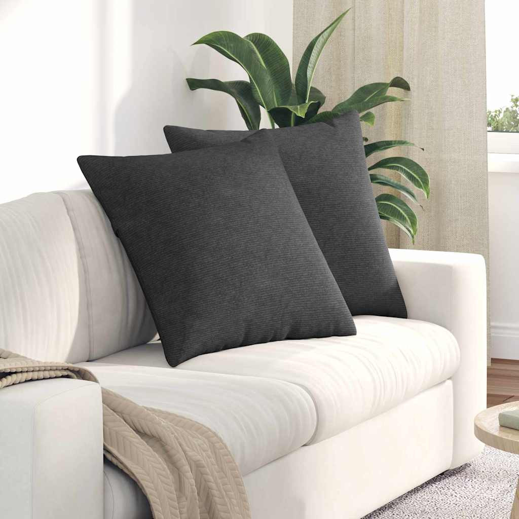 vidaXL Sofakissen 2 Stück Dunkelgrau 60 x 60 cm Cordstoff