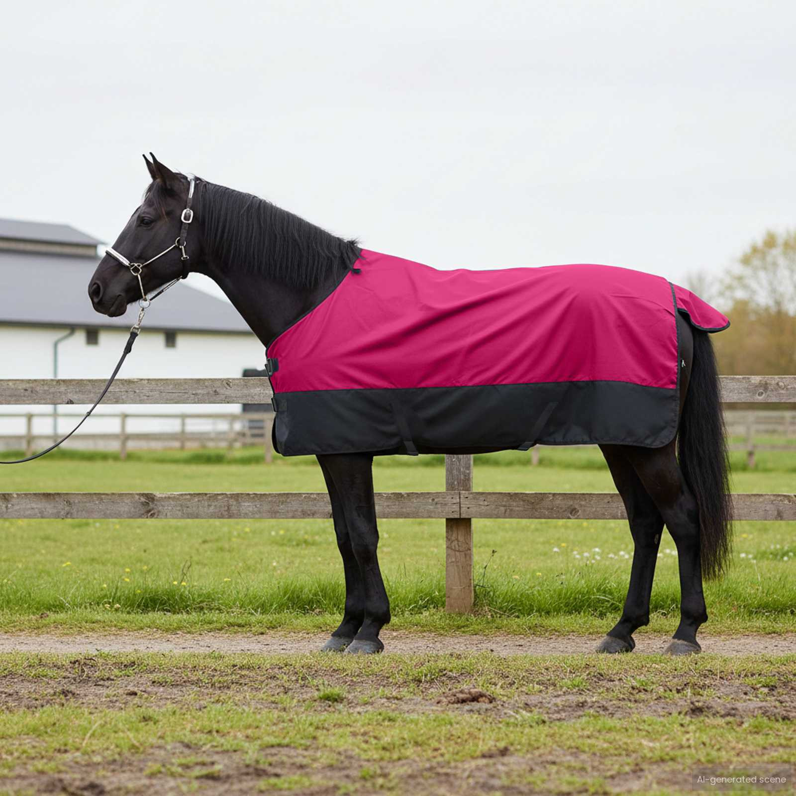 vidaXL Pferdedecke Rosa und Schwarz 115 cm Polyester