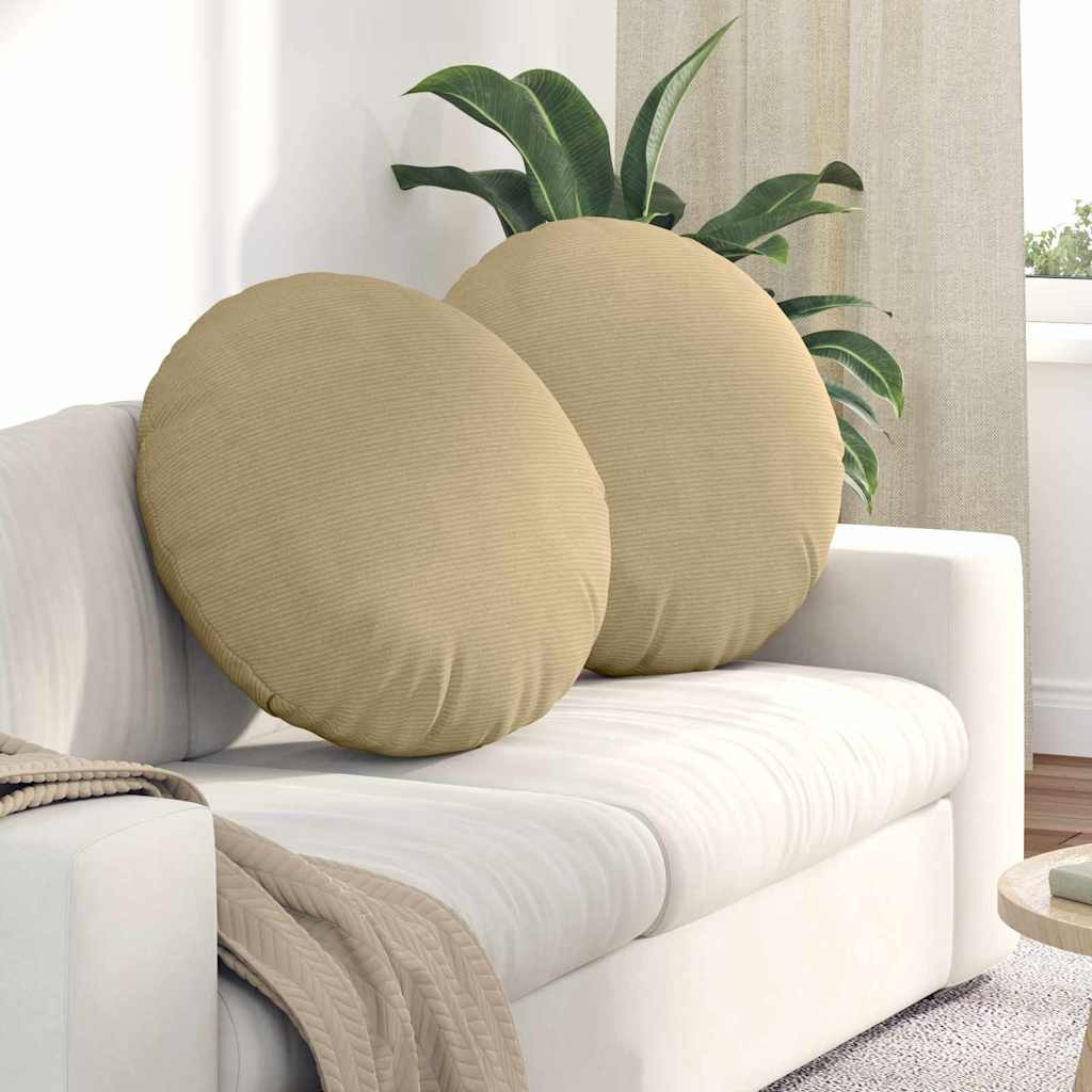 vidaXL Sitzkissen 2 pcs Grau-Grün Ø 80 cm Cordstoff