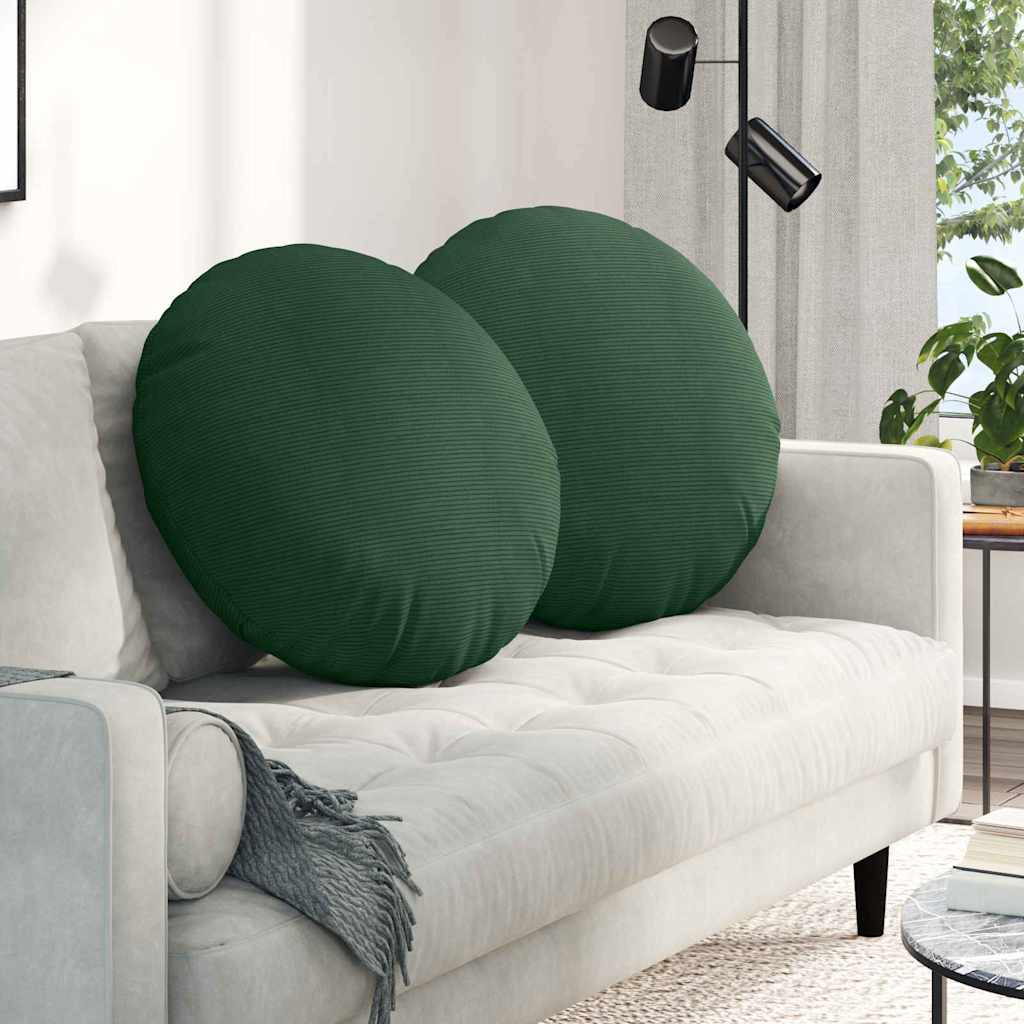 vidaXL Sitzkissen 2 pcs Dunkelgrün Ø 80 cm Cordstoff