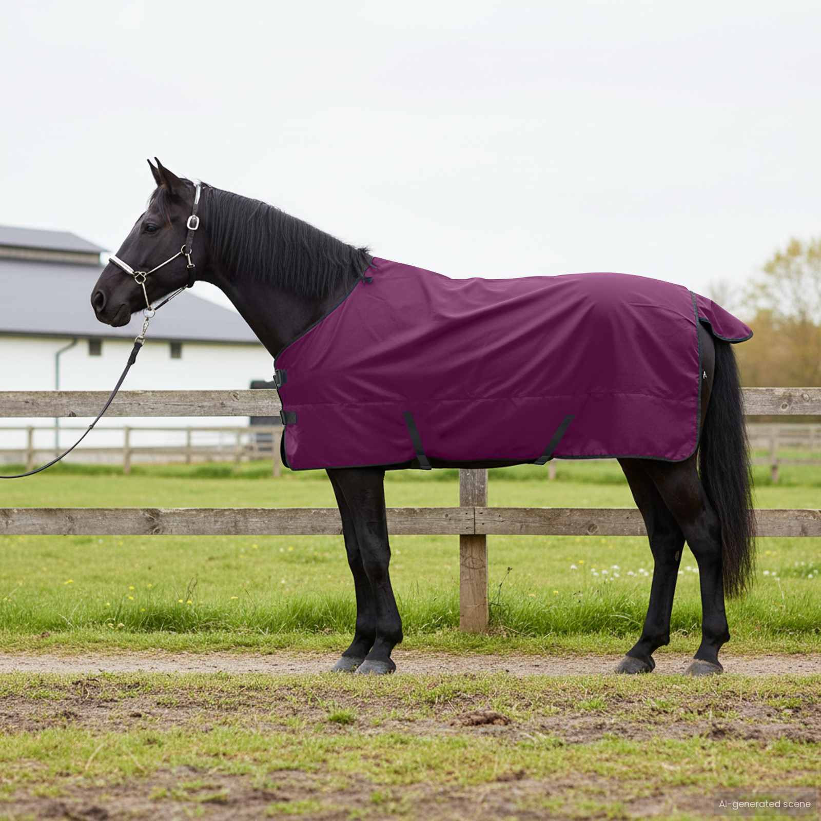vidaXL Pferdedecke Dunkelgrün und Schwarz 95 cm Polyester