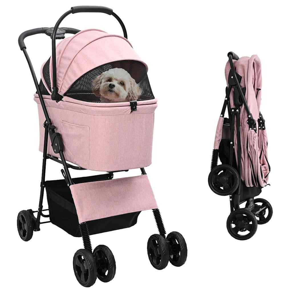 vidaXL Faltbarer Haustierwagen Rosa 81 x 47 x 99 cm Polyester