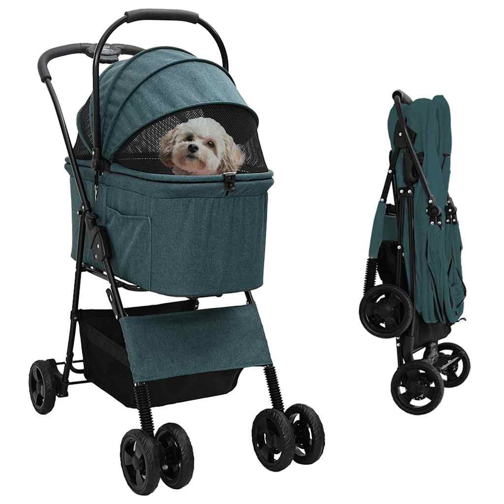 vidaXL Faltbarer Haustierwagen Grün 81 x 47 x 99 cm Polyester
