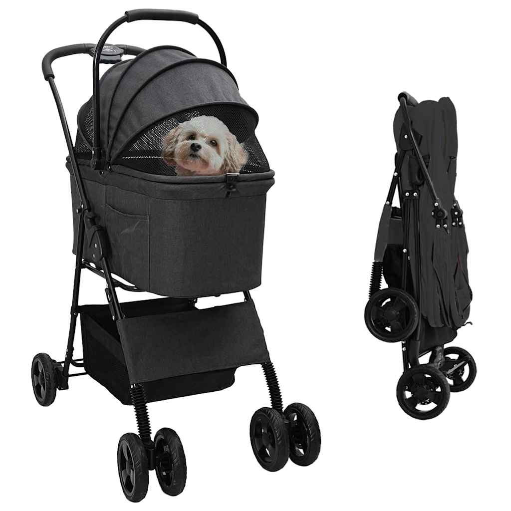 vidaXL Faltbarer Haustierwagen Schwarz 81 x 47 x 99 cm Polyester