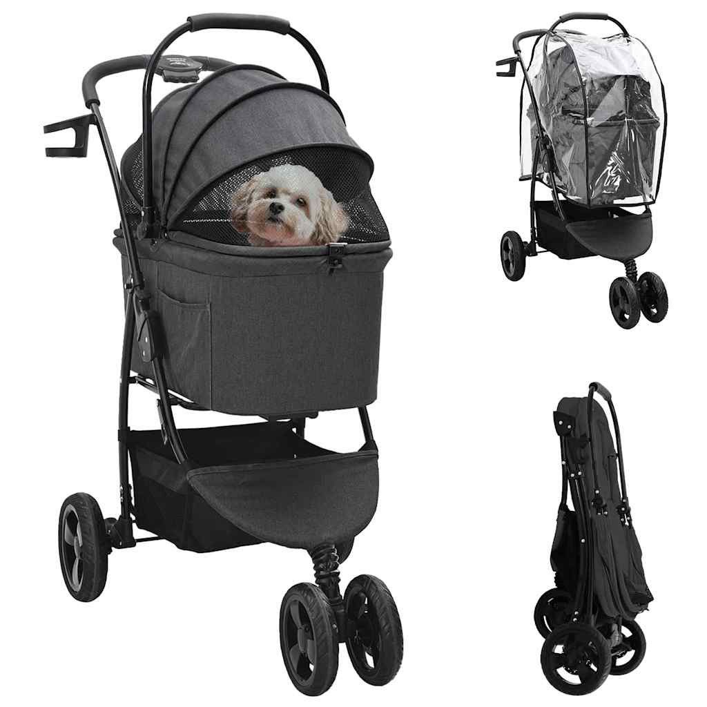 vidaXL Faltbarer Haustierwagen Schwarz 78 x 54 x 101 cm Polyester