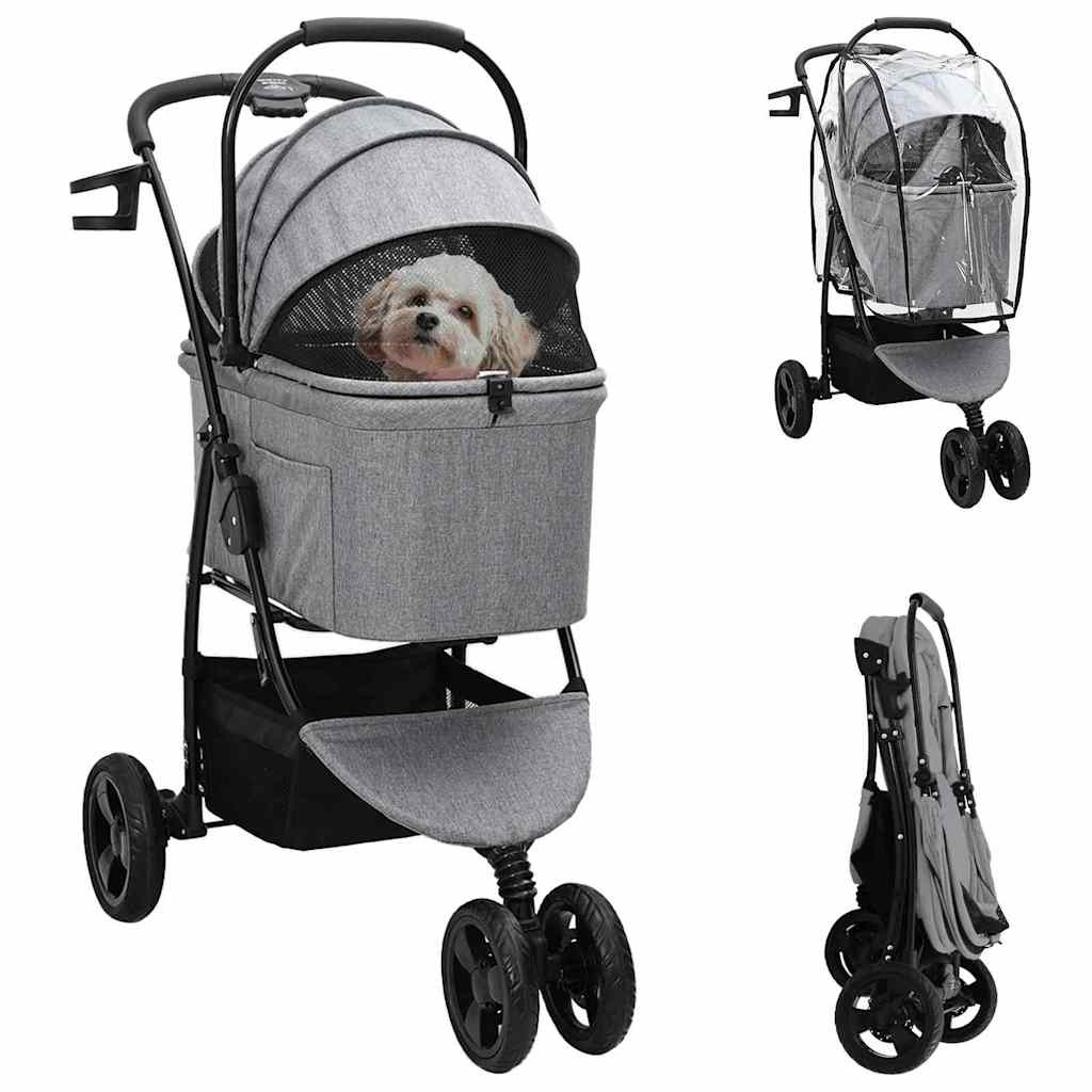 vidaXL Faltbarer Haustierwagen Grau 78 x 54 x 101 cm Polyester