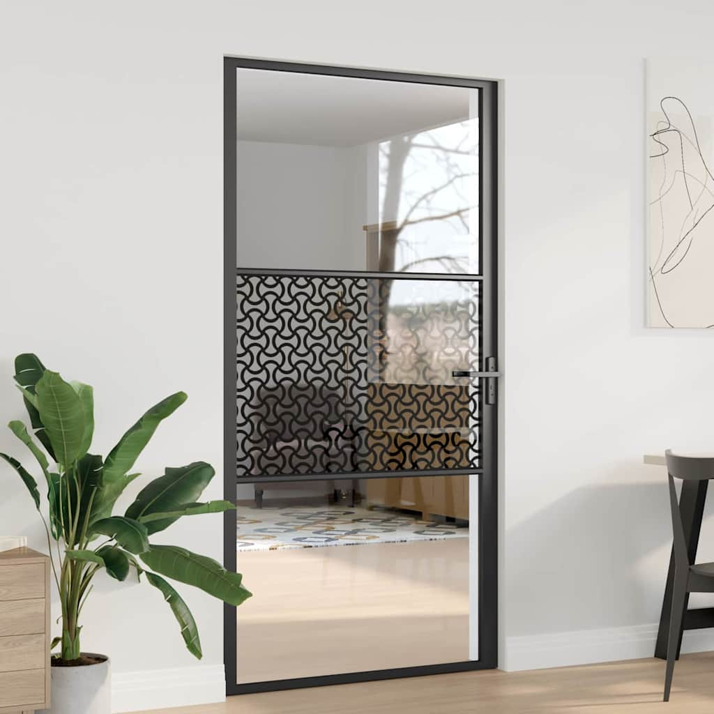 vidaXL Glastür Schwarz 102,5 x 3,5 x 201,5 cm Aluminium