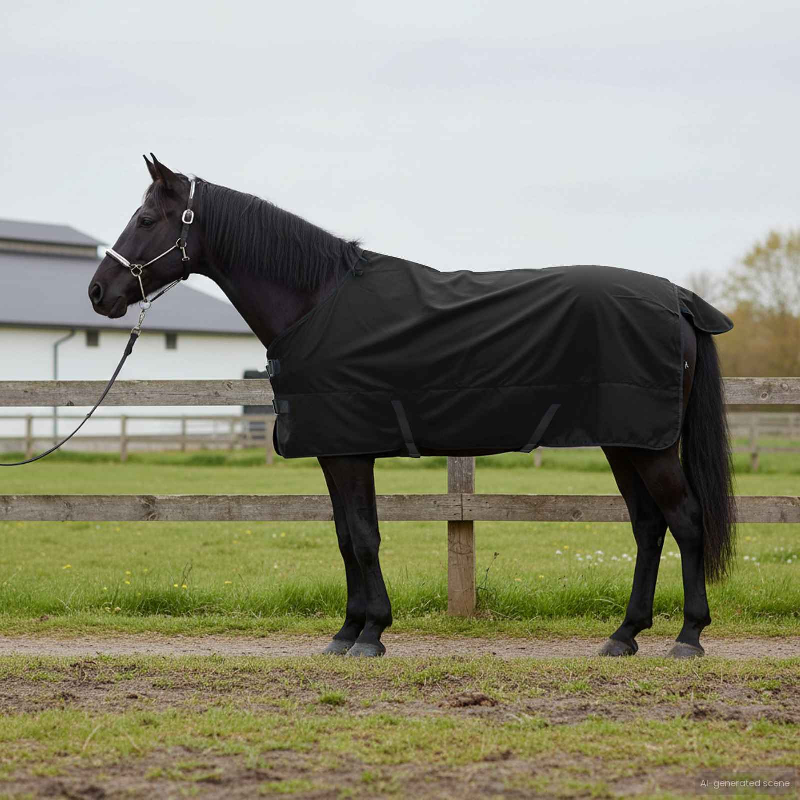 vidaXL Pferdedecke Dunkelgrün und Schwarz 115 cm Polyester