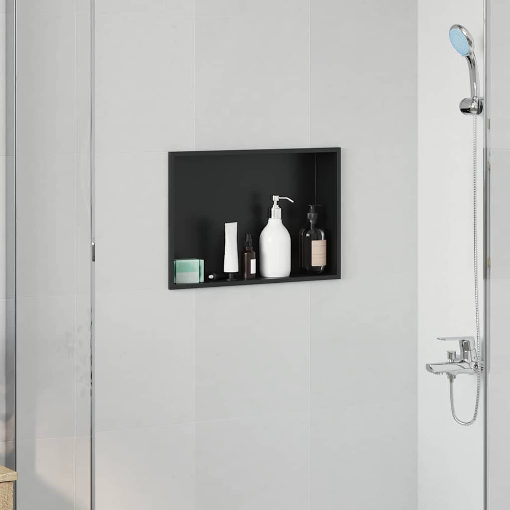 vidaXL Duschnische Schwarz 45 x 30 x 9,5 cm Edelstahl