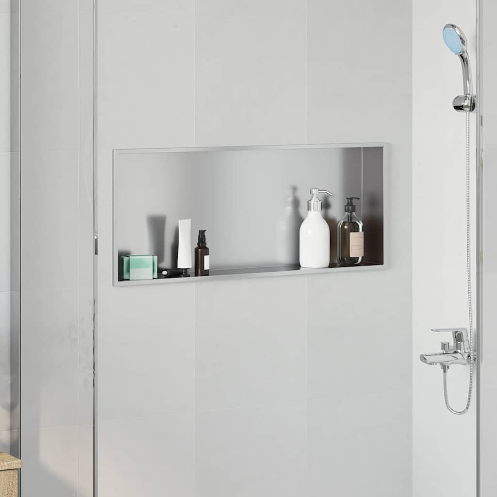 vidaXL Duschnische Silber 75 x 30 x 9,5 cm Edelstahl