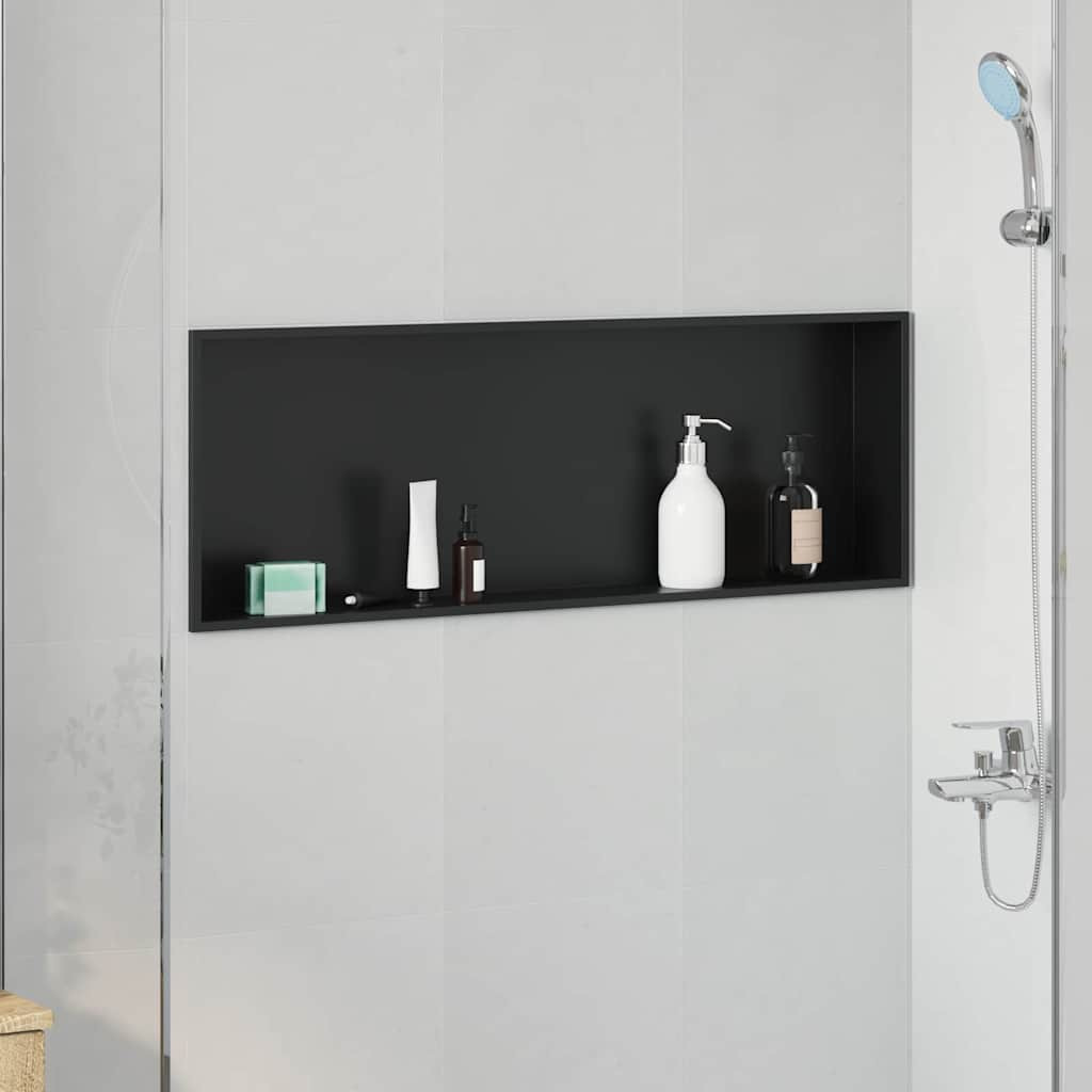 vidaXL Duschnische Schwarz 90 x 30 x 9,5 cm Edelstahl