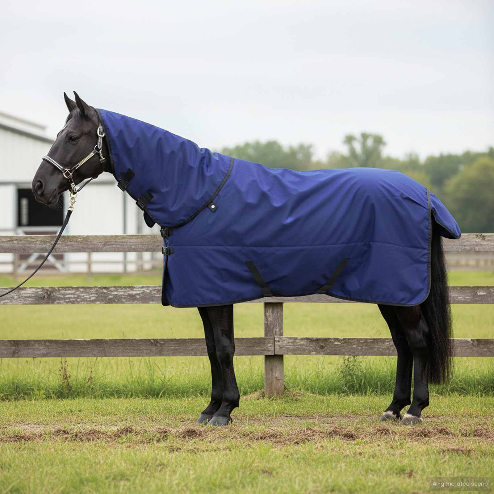 vidaXL Pferdedecke Dunkelgrün und Schwarz 85 cm Polyester