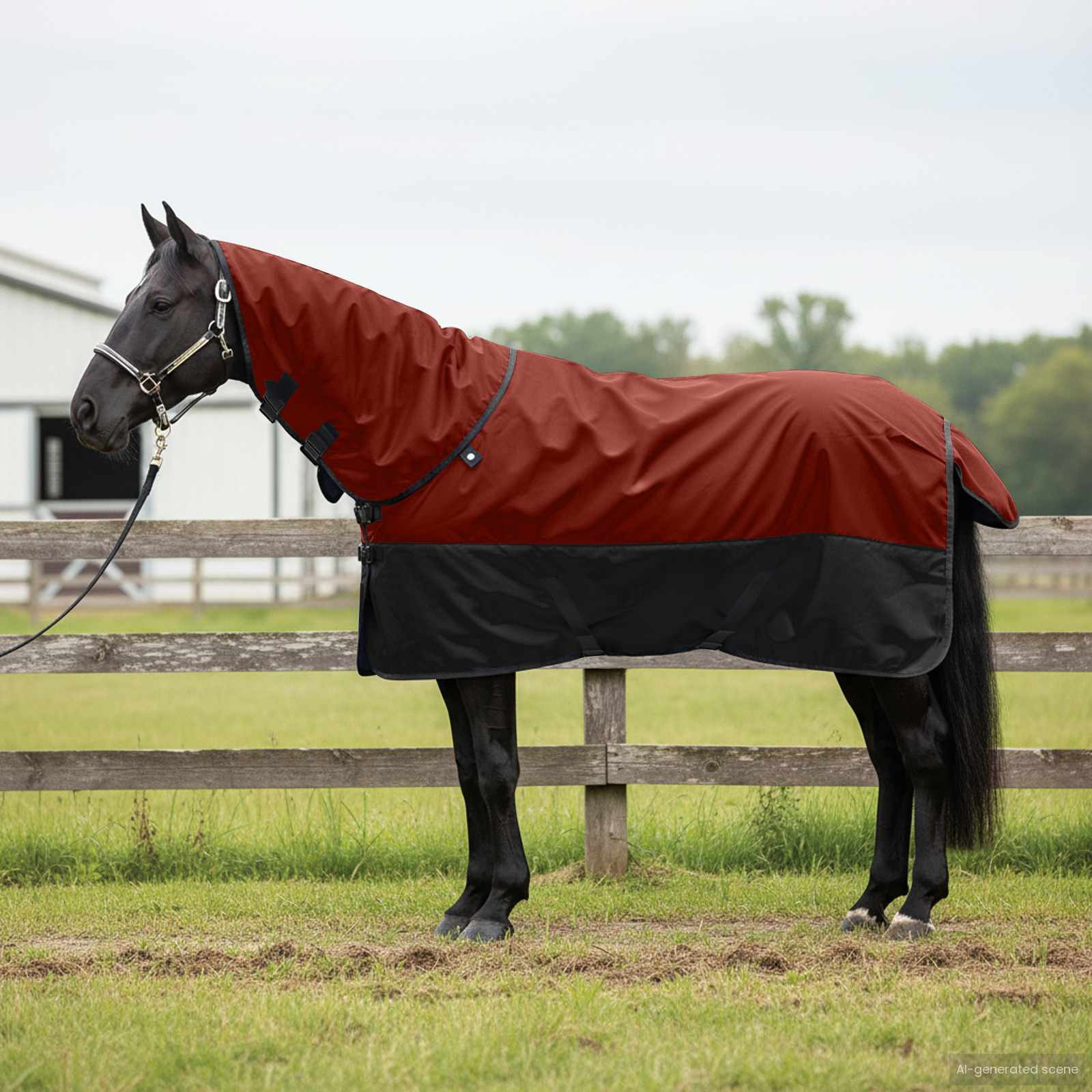 vidaXL Pferdedecke Dunkelgrün und Schwarz 85 cm Polyester