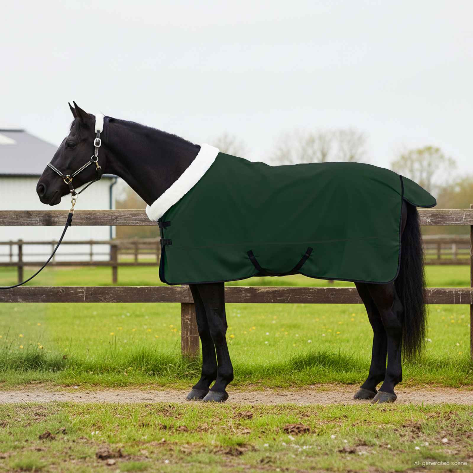 vidaXL Pferdedecke Dunkelgrün 165 cm Polarfleece