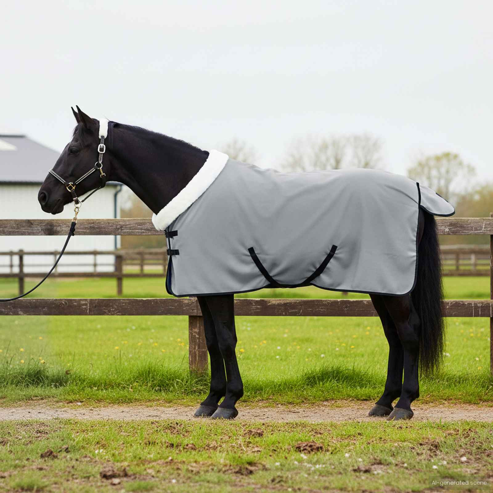 vidaXL Pferdedecke Dunkelgrün 85 cm Polarfleece