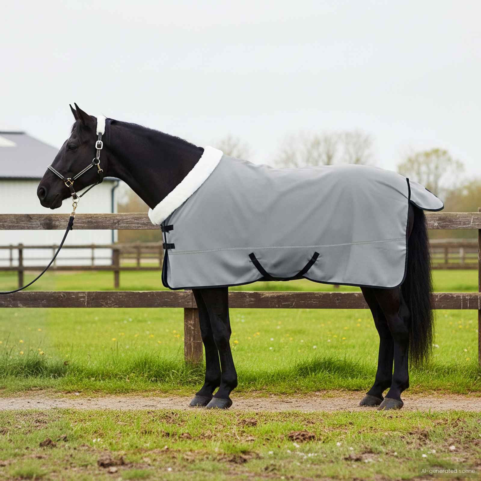 vidaXL Pferdedecke Dunkelgrün 145 cm Polarfleece