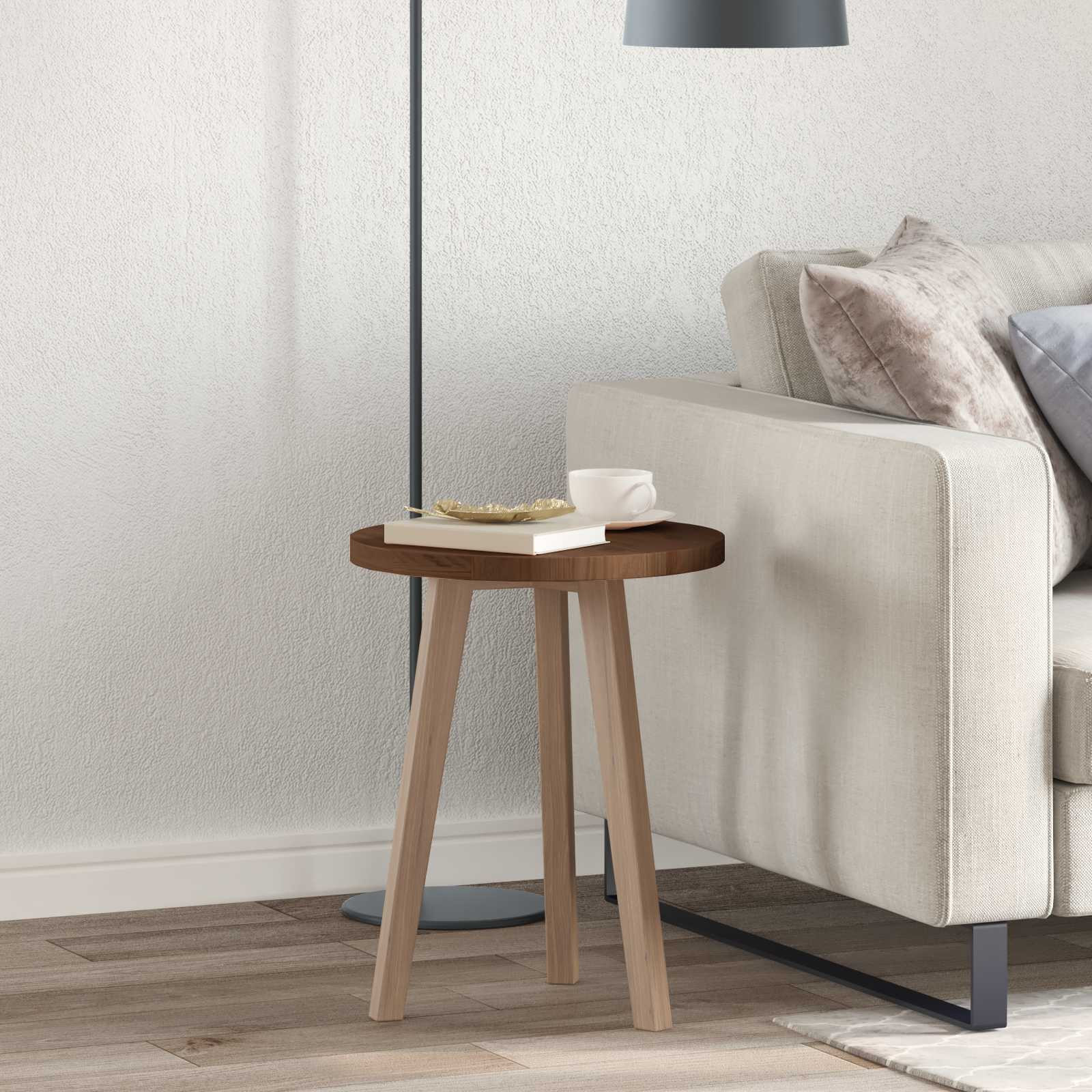 vidaXL Tischplatte Dunkelbraun Ø 50 x 2,5 cm Massivholz Eiche