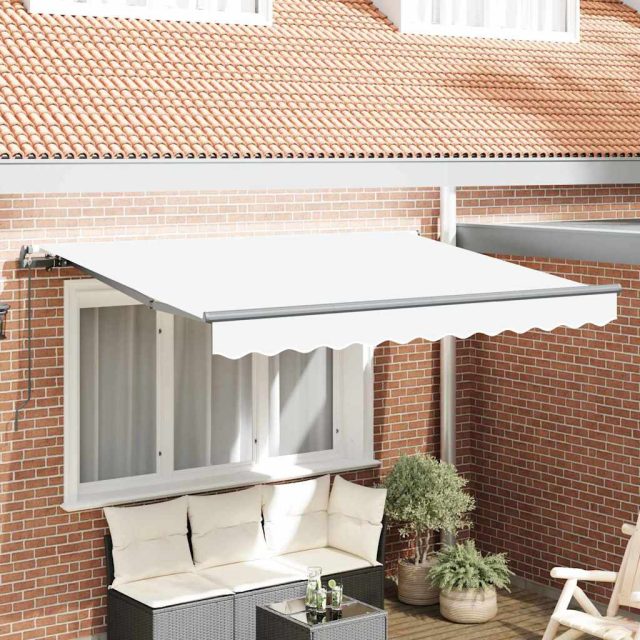 vidaXL Einziehbare Markise Weiß 300 x 200 cm Stoff