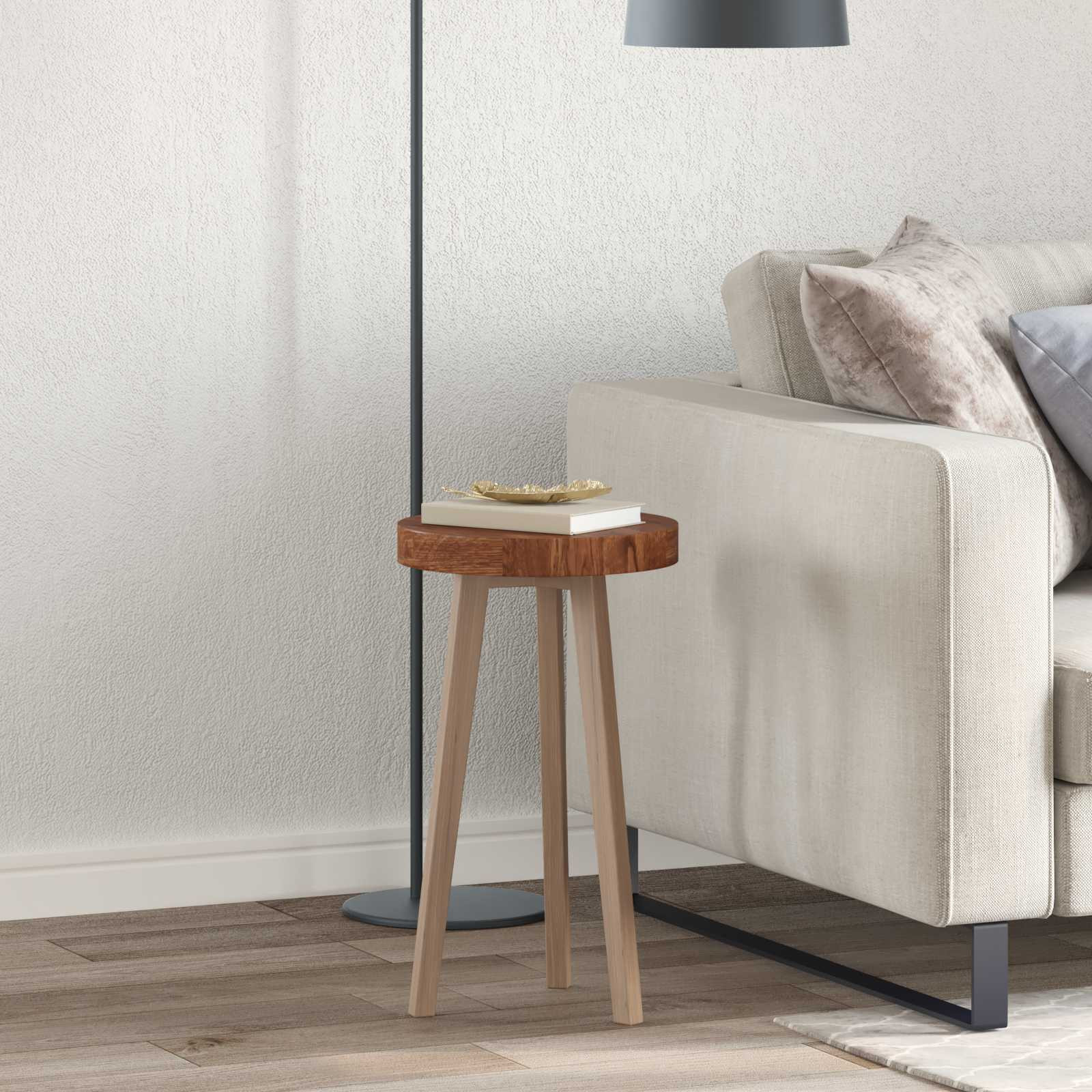 vidaXL Tischplatte Hellbraun Ø 30 x 4 cm Massivholz Eiche