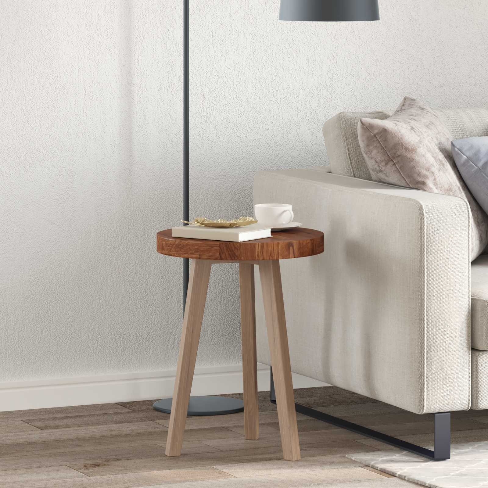 vidaXL Tischplatte Hellbraun Ø 40 x 4 cm Massivholz Eiche