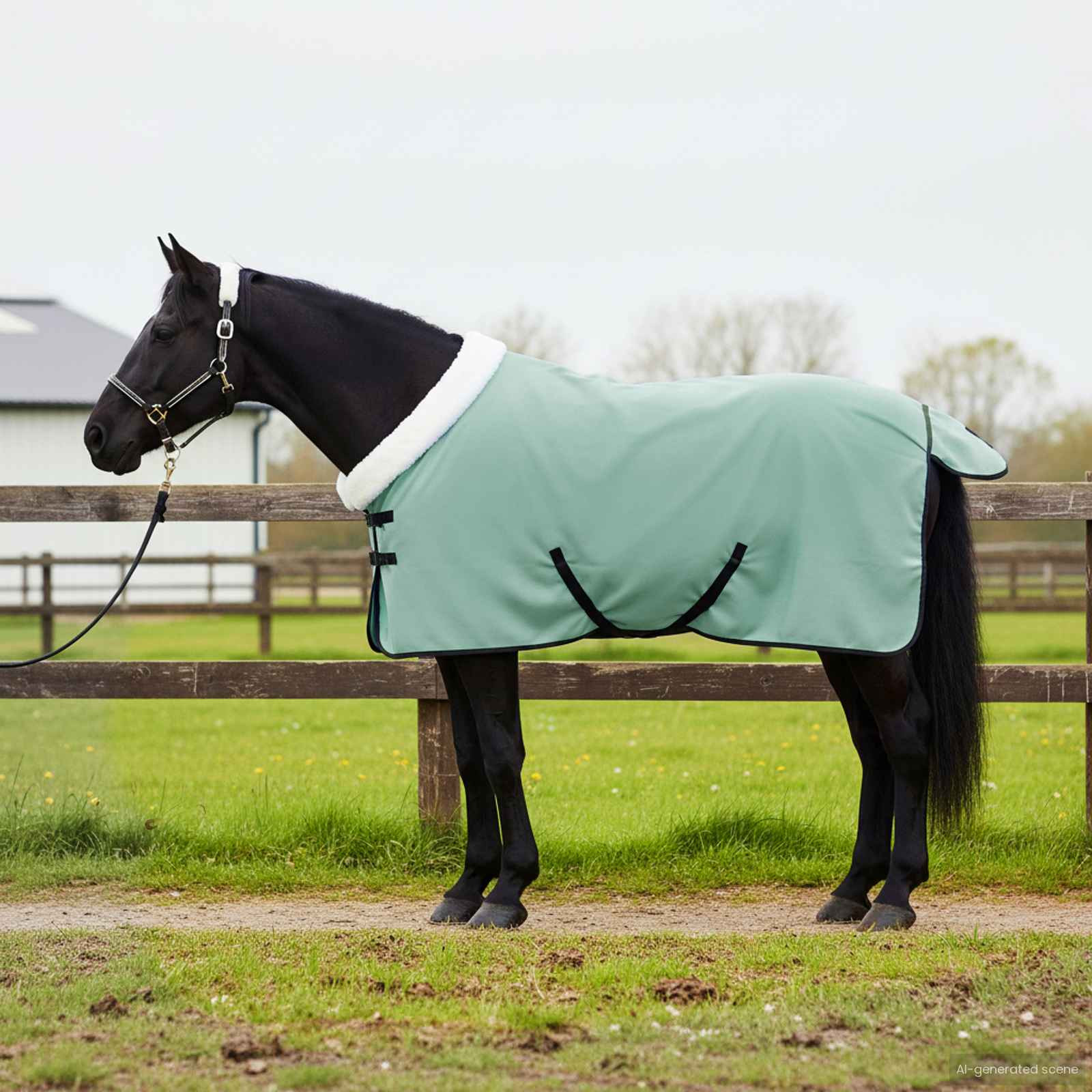 vidaXL Pferdedecke Dunkelgrün 95 cm Polarfleece