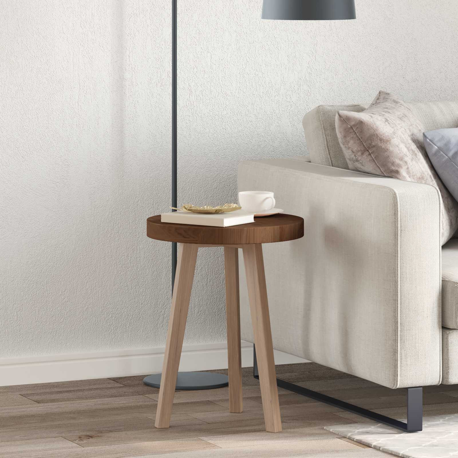 vidaXL Tischplatte Dunkelbraun Ø 40 x 4 cm Massivholz Eiche