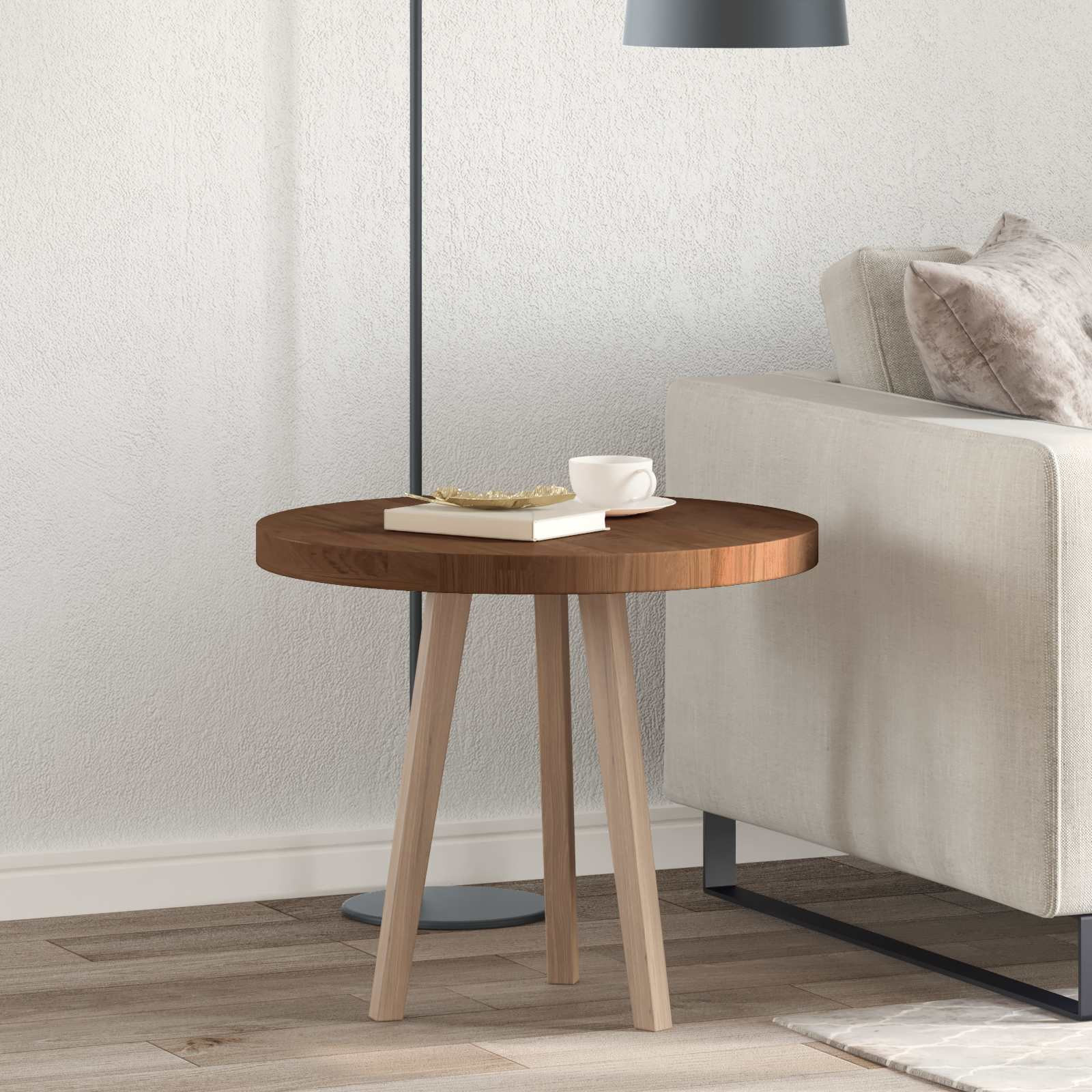 vidaXL Tischplatte Dunkelbraun Ø 60 x 4 cm Massivholz Eiche