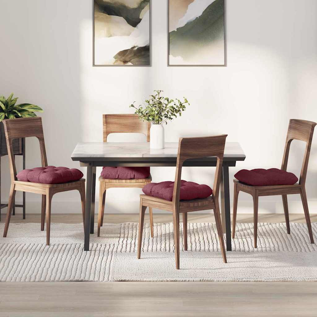 vidaXL Sitzkissen 4 pcs Stoff Weinrot 40 x 40 x 12 cm