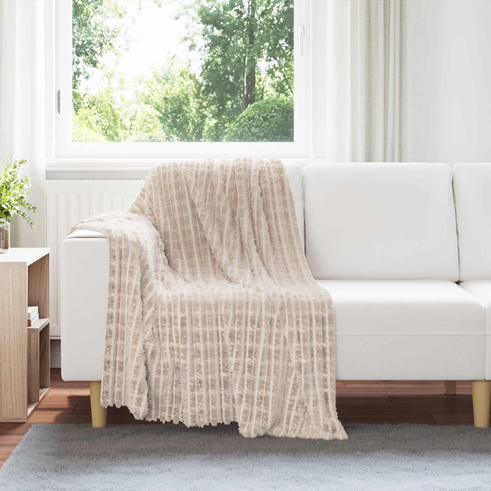 vidaXL Überwurfdecke Beige 150 x 130 cm Fleece