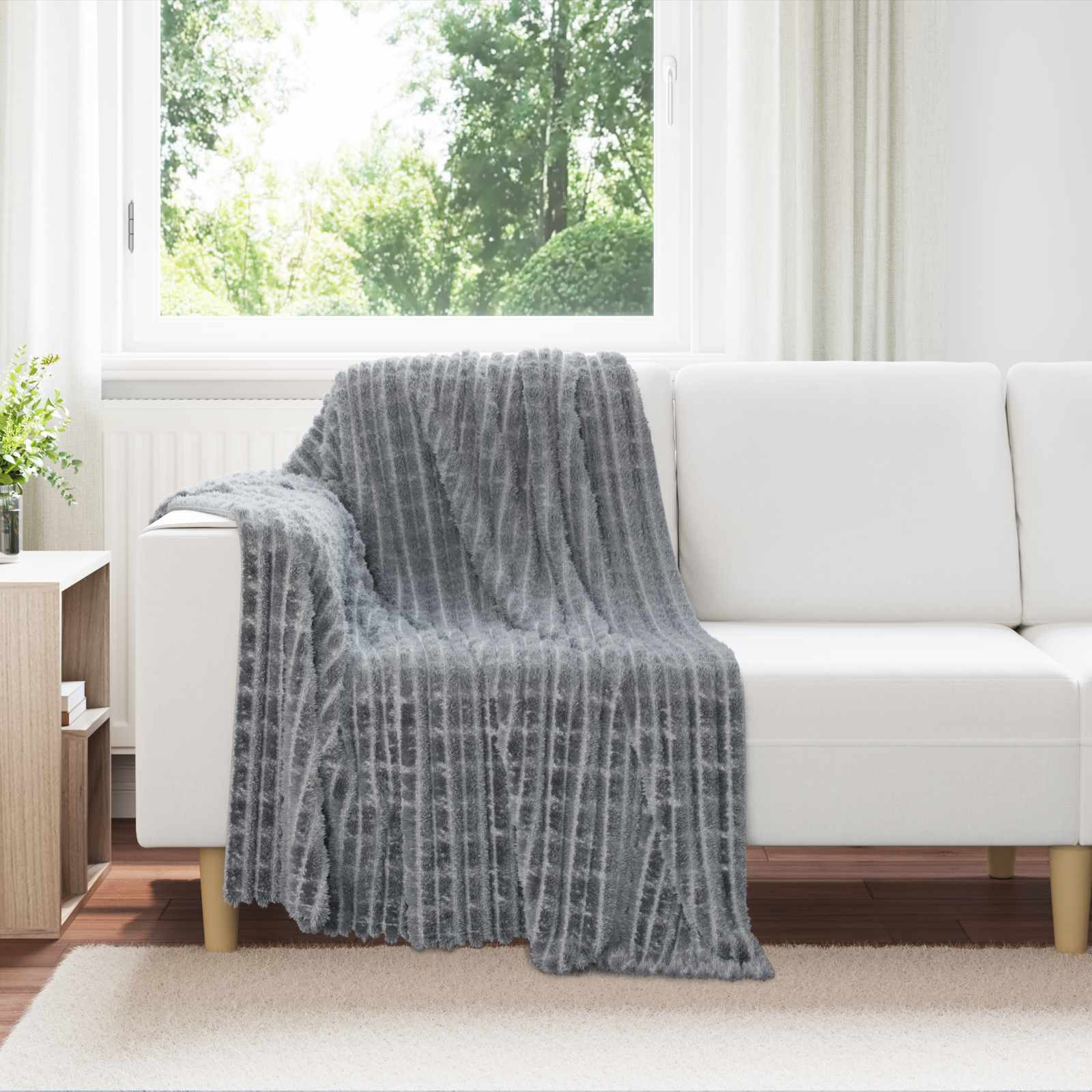 vidaXL Überwurfdecke Dunkelgrau 150 x 130 cm Fleece