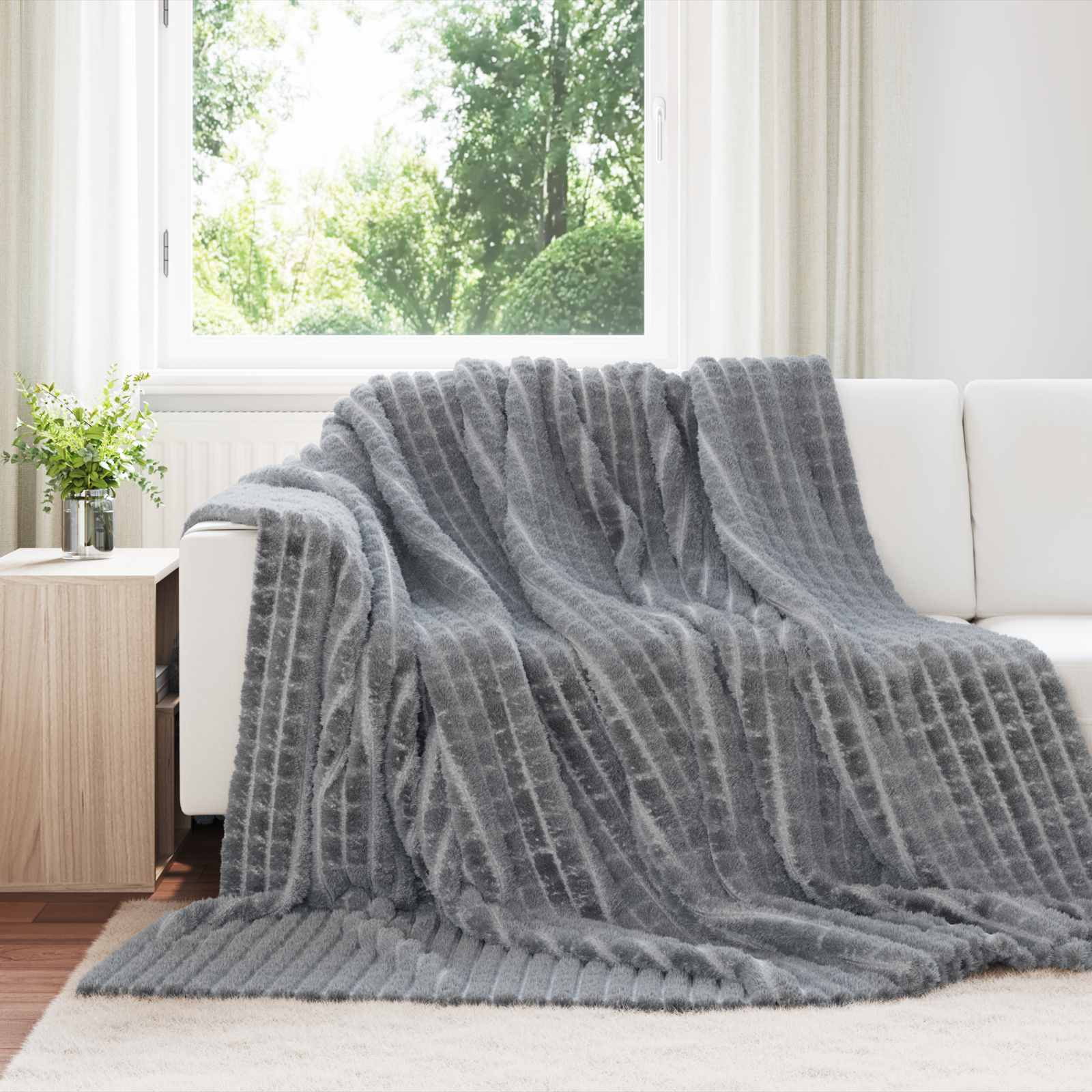 vidaXL Überwurfdecke Dunkelgrau 270 x 240 cm Fleece