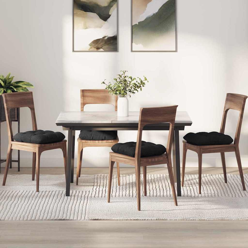 vidaXL Sitzkissen 4 pcs Stoff Schwarz 45 x 45 x 12 cm